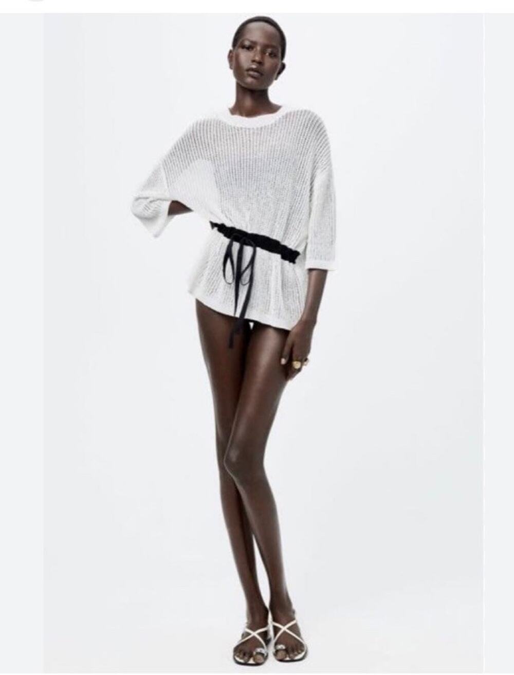 Zara White And Black Bison Sweater